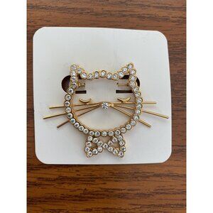 Adorable Crystal Cat Brooch With Bow Tie 1 3/4"-NWOT
